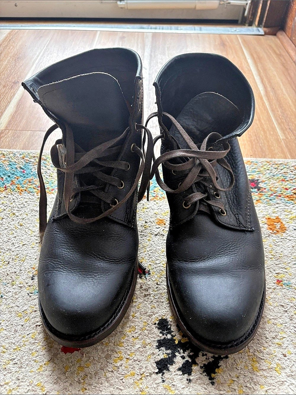 Frye Harness men’s Black Leather Lace-Up Boots US 10.5